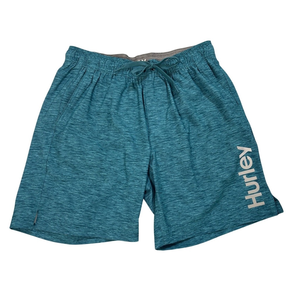 Hurley Mens Board Shorts Teal Heather Space Dye Logo Swim Trunks Large